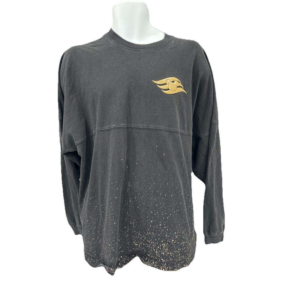 Disney Cruise Line Spirit Jersey Sz XL Black Gold Splatter Writing Adult Unisex